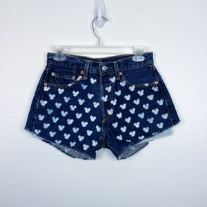 Polka Dot Denim Shorts Waist 28 Etsy UK
