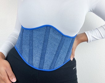Denim Belt, Rustic Denim Corset Belt, Denim Elastic Waist  display picture 3