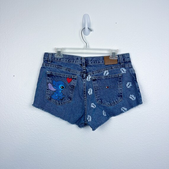 Stitch Denim Shorts Waist: 33 - Etsy