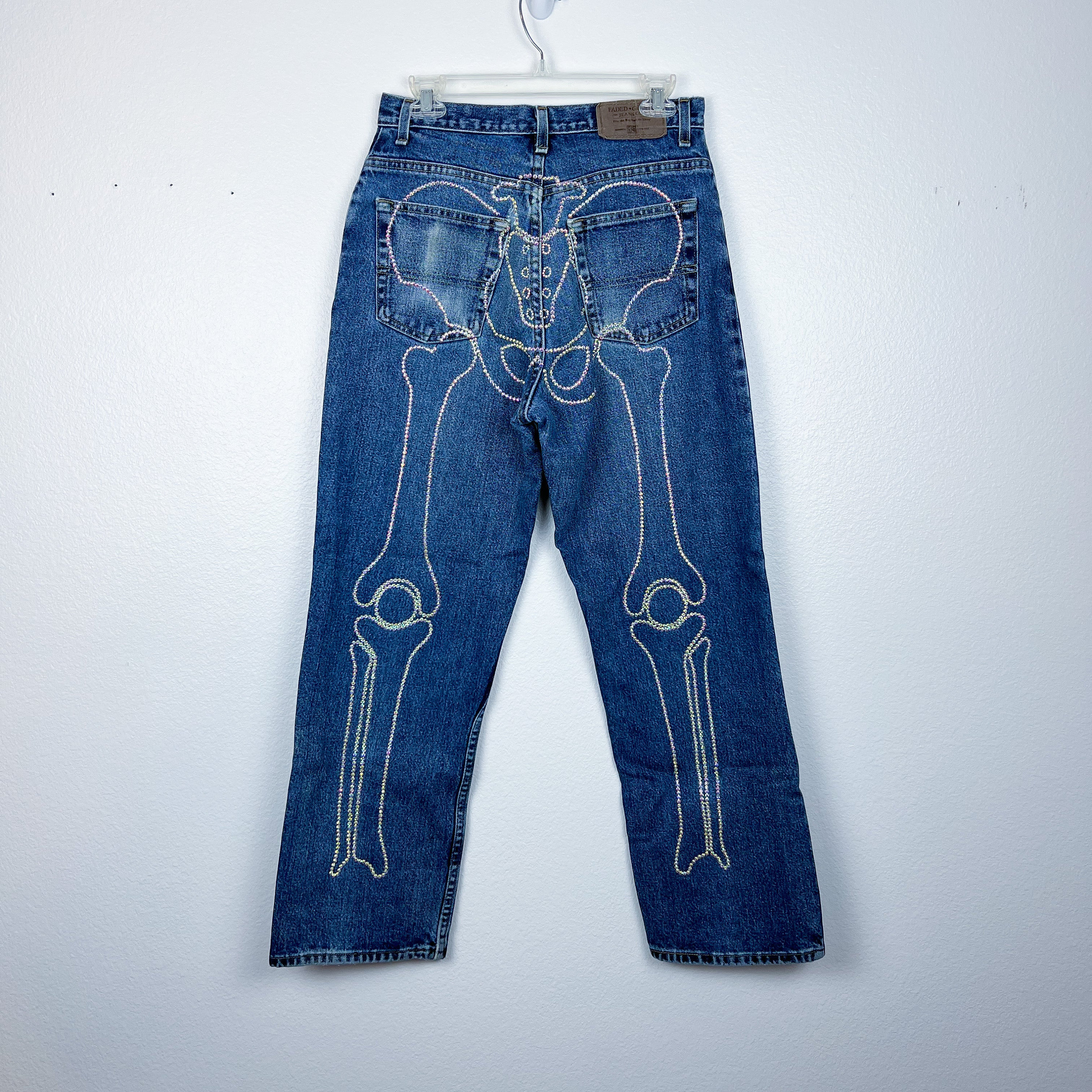 Skeleton Rhinestone Jeans Waist: 30 
