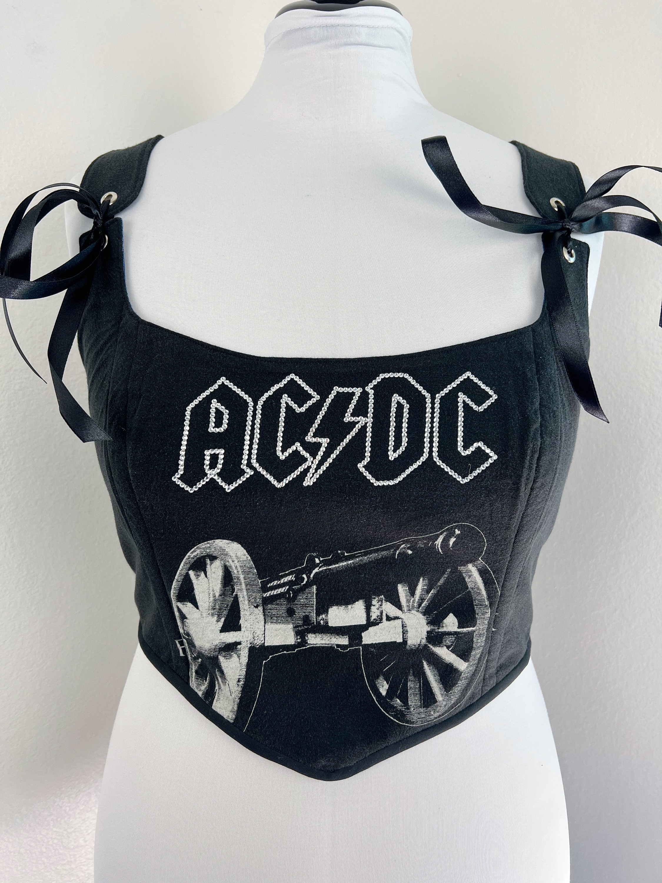 ACDC Logo Rhinestone Corset Top ACDC T-shirt Rock and Roll Shirt ACDC ...