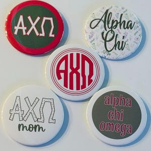 Set di bottoni Alpha Chi Omega (5) - Bottoni da 3"