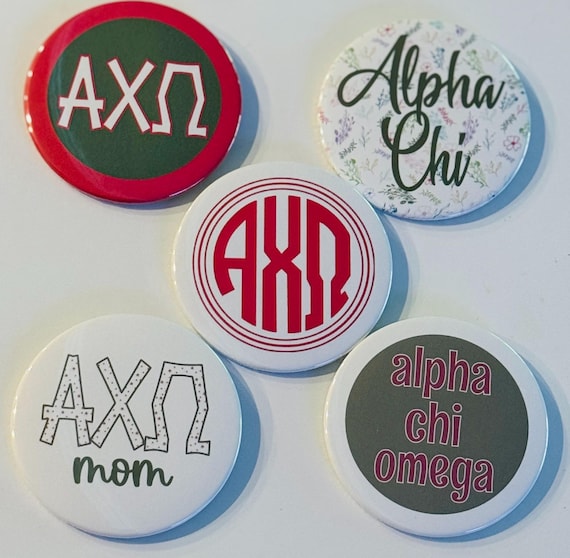 Alpha Chi Omega Button Set (5) - 3" Buttons