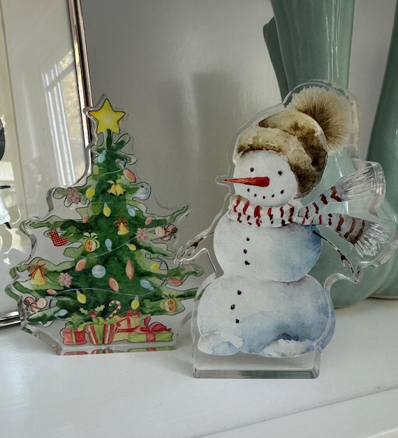 Acrylic Christmas Tree, Nativity and Snowman Shelfies