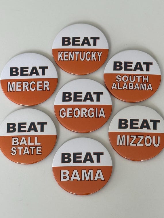 Game Day Beat Buttons - 3" Buttons -Orange/Blue