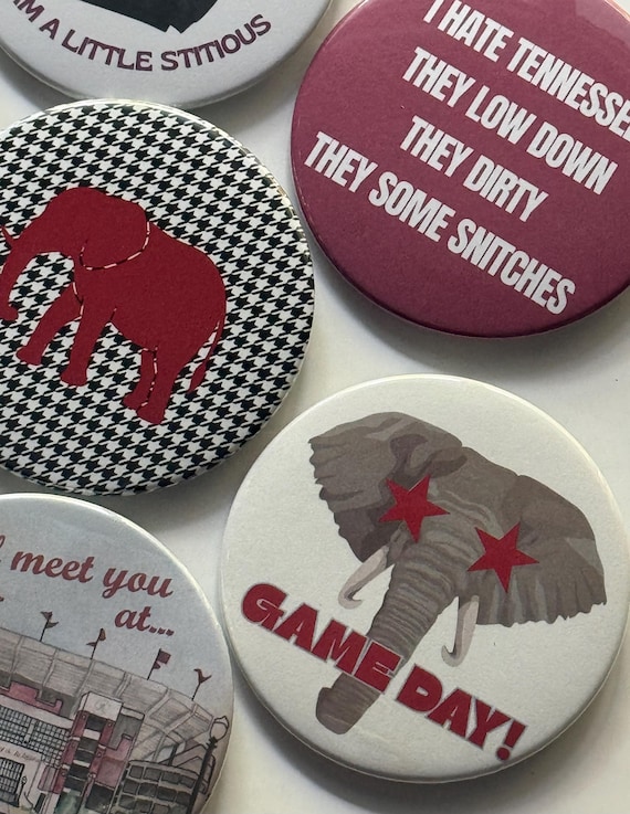 Alabama Fan Game Day Buttons 3”