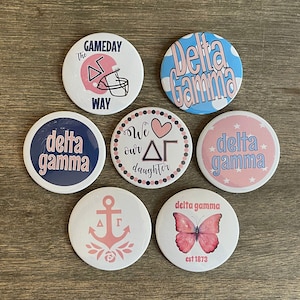 Delta Gamma Button Set (7) - 3&quot; Buttons