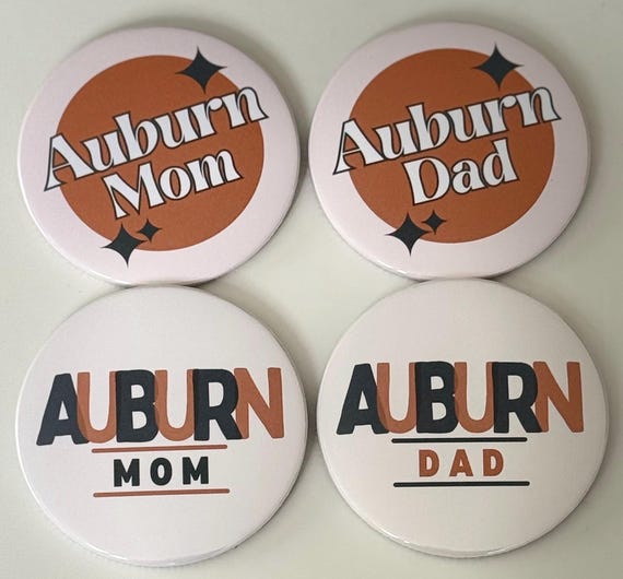 Auburn Mom and Dad Buttons - 3"
