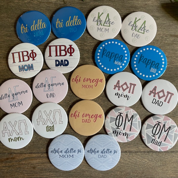 Sorority Mom/Dad Button Set (2) - 3" Buttons