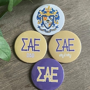 Sigma Alpha Epsilon Button Set (4) - 3&quot; Pin Back