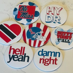 Ole Miss Game Day Buttons - 3"