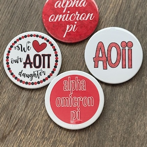 Alpha Omicron Pi Button Set (4) - 3" Pin Back