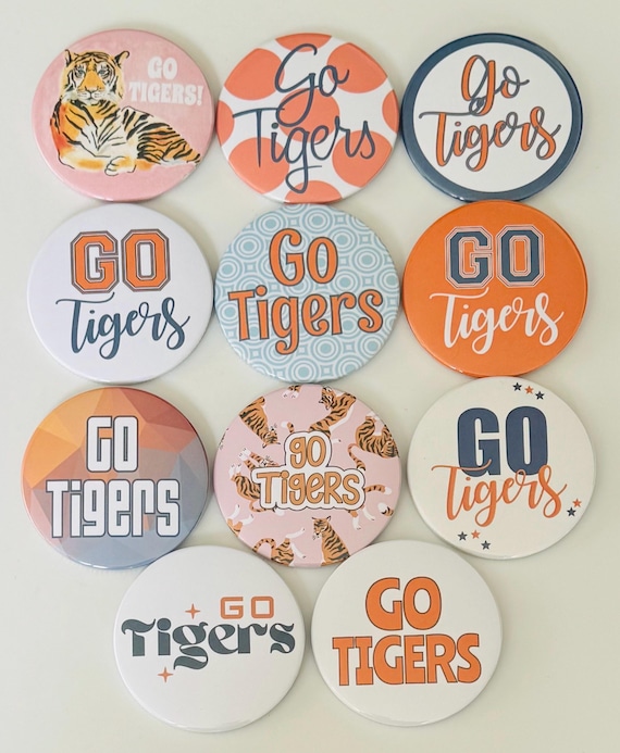 Go Tigers Football Buttons - 3"