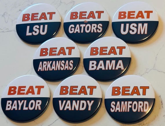 Auburn Game Day Beat Buttons - 3" Buttons -Orange/Blue