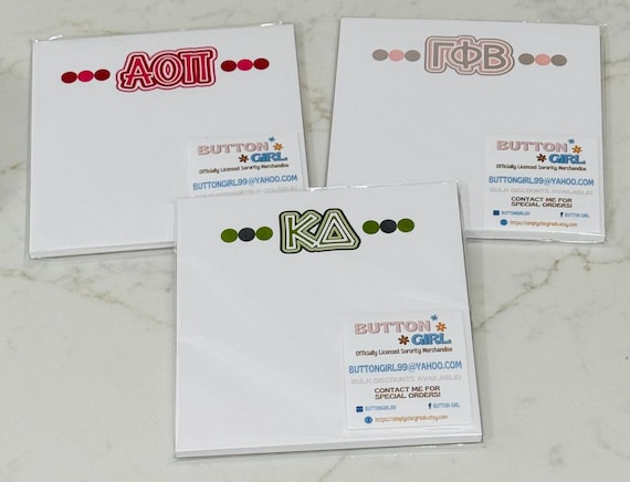 Sorority Greek Square Note Pad - 5.5" x 5.625"