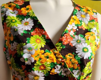 1960s 1970s Cropped Vest with Snaps – Handmade – Medium