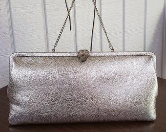 Midcentury 60s Silver Purse with Chain