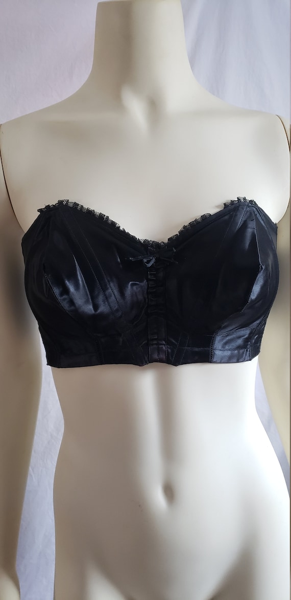 50s / 60s Black Satiny Bra with Bow