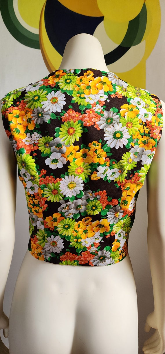 1960s 1970s Cropped Vest with Snaps – Handmade – … - image 5