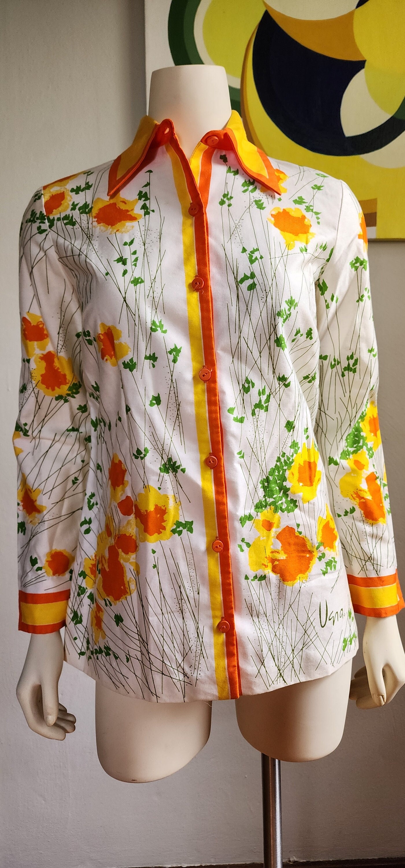 Vera Neumann 70’s シャツ トウモロコシ柄　ビンテージ　L Vera Neumann Shirt - Etsy