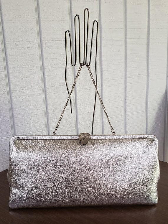 Midcentury 60s Silver Purse with Chain