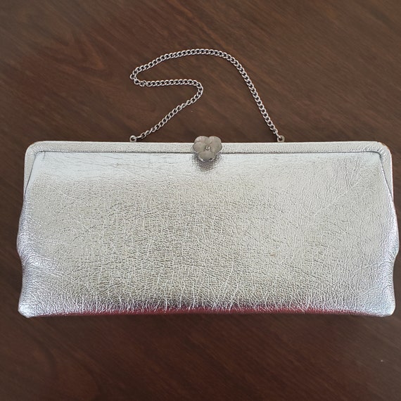 Midcentury 60s Silver Purse with Chain - image 4