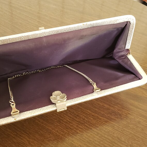 Midcentury 60s Silver Purse with Chain - image 7