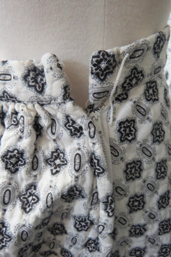 50s Black and White Pattern Quilted Skirt / XS - image 5