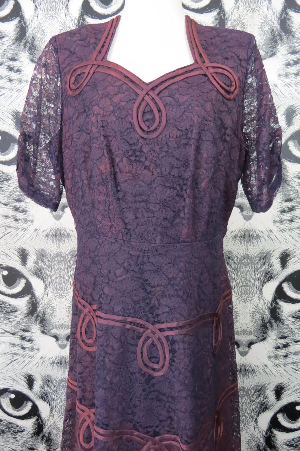 40s / 50s Purple Lace Formal Dress / XL - Etsy