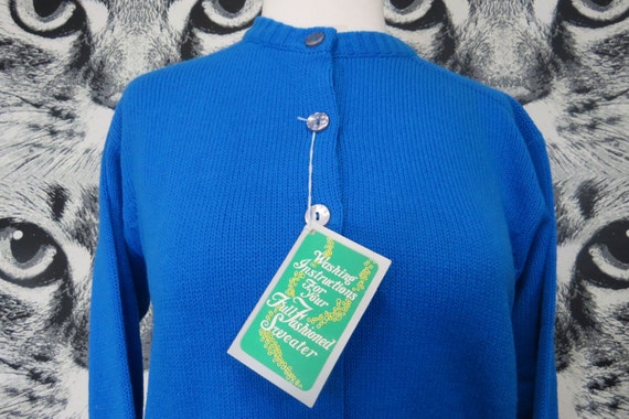 60s Blue Acrylic Sweater / New Old Stock / M / L - image 3