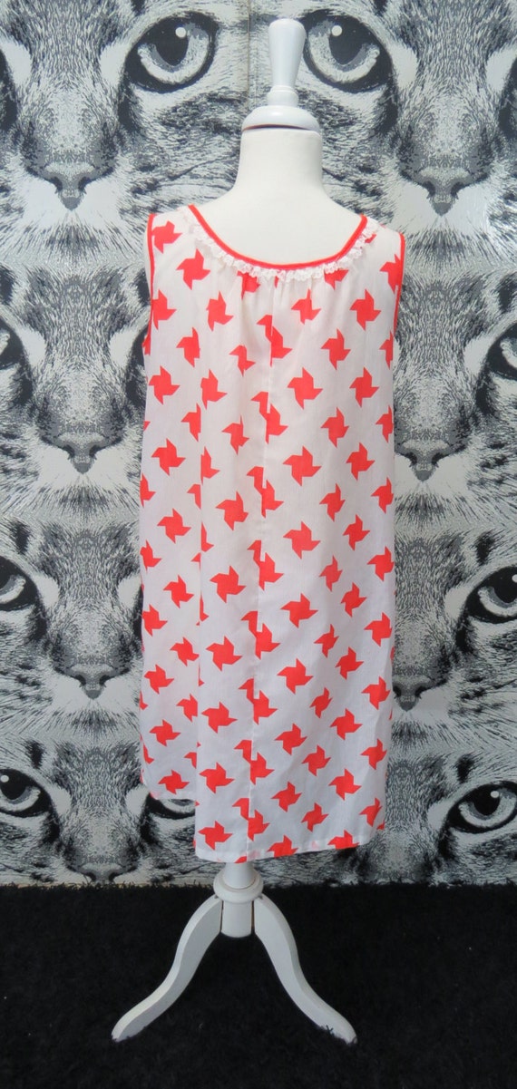 60s / 70s Red and White Nightie / L / XL - image 2