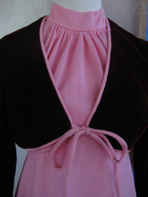 70s Pink Formal Gown with Velvet Jacket and Match… - image 2