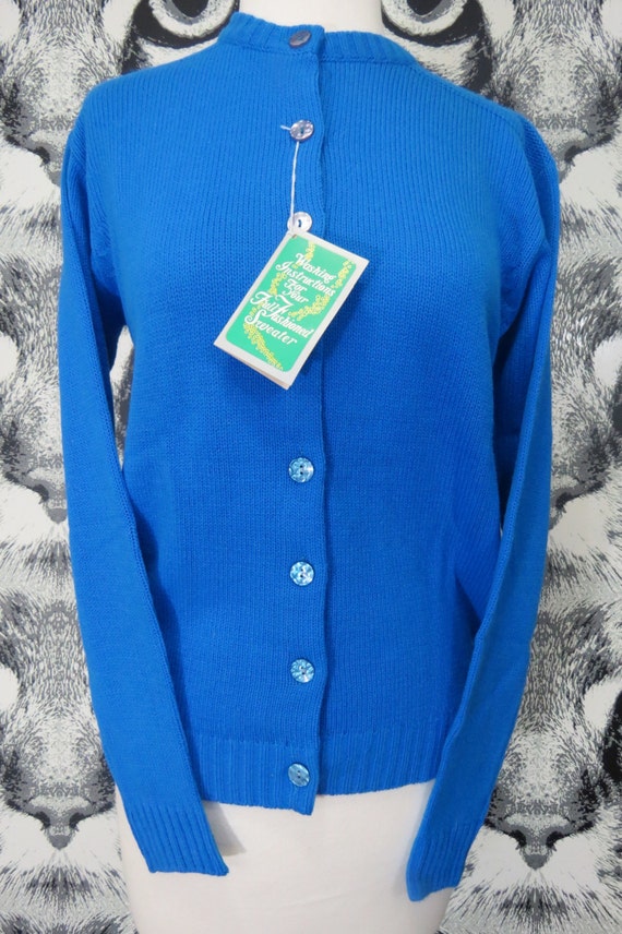 60s Blue Acrylic Sweater / New Old Stock / M / L - image 2