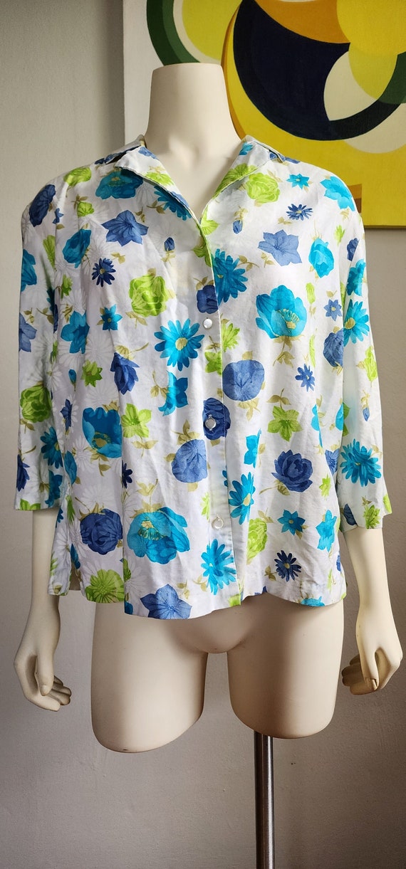 1960s Floral Button Down by A Kallin – Large – XL