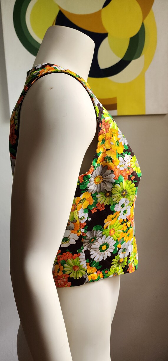 1960s 1970s Cropped Vest with Snaps – Handmade – … - image 2