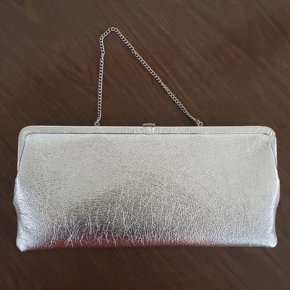 Midcentury 60s Silver Purse with Chain - image 6