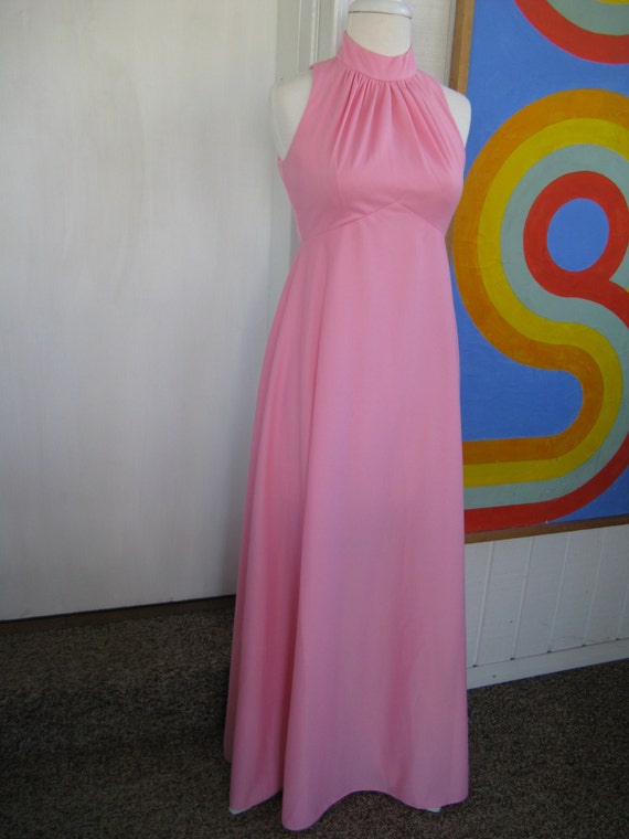 70s Pink Formal Gown with Velvet Jacket and Match… - image 3