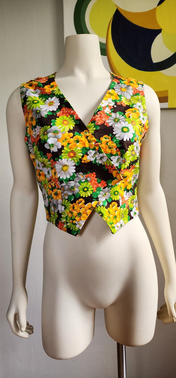 1960s 1970s Cropped Vest with Snaps – Handmade – … - image 4