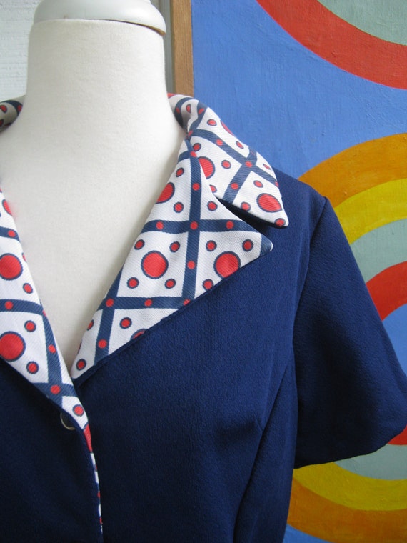 60s Red White and Blue Knit Suit / L - image 5