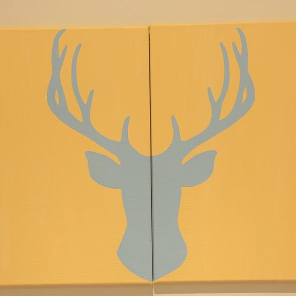 Painting Set - Deer Head Silhouette Acrylic Hand Painted Canvas Set