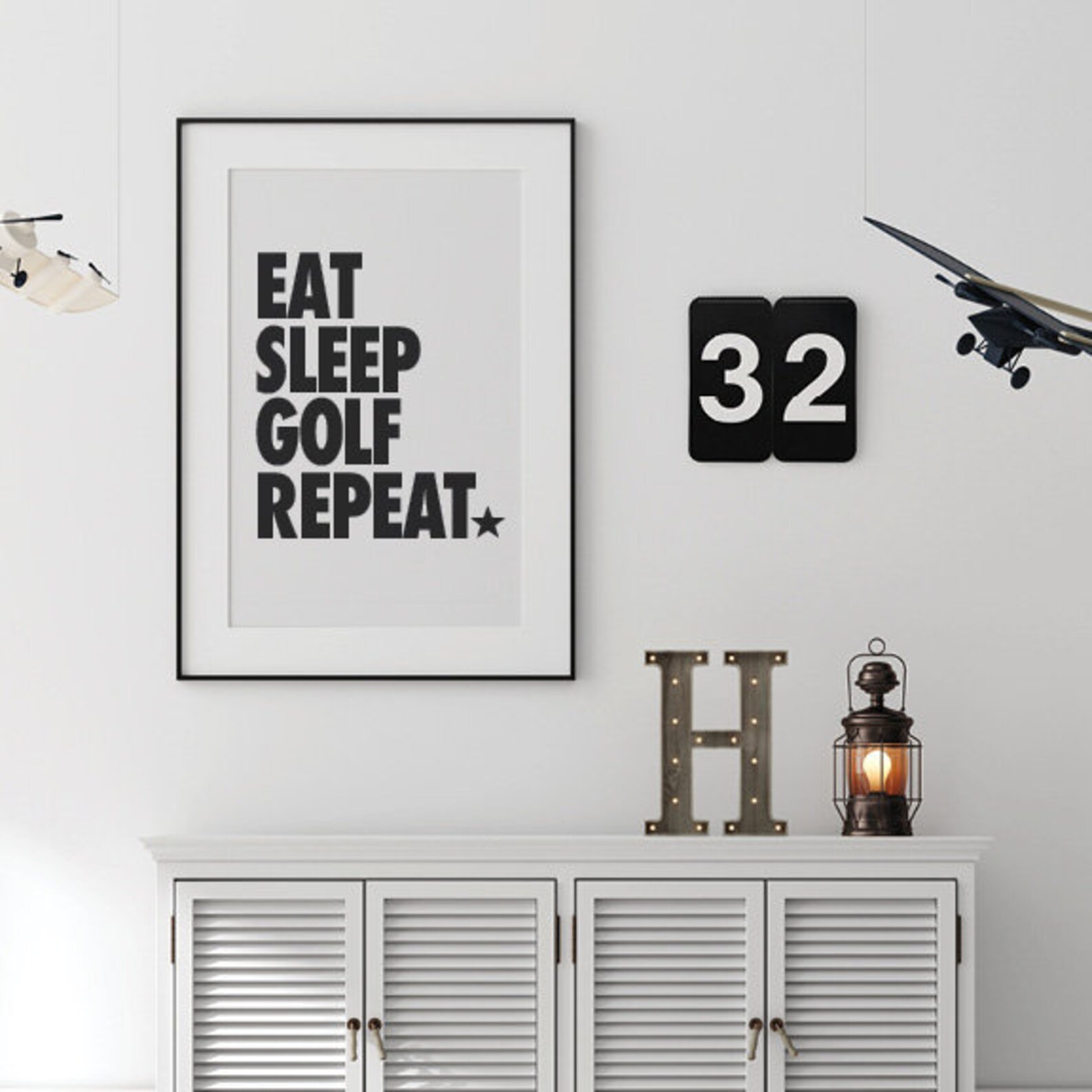 Eat sleep golf repeat golf wall art golf kids room decor | Etsy