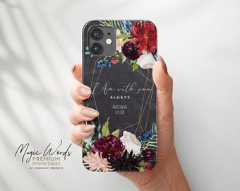 Floral Bible Verse Phone Case Matthew 28:20 Scripture Quote