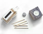 White 4 quot Candle Matches in a Jar. Classic White Wooden Matchsticks. Strike on Bottle. Long Matches. Cozy Decor. Pretty Glass Match Holder.
