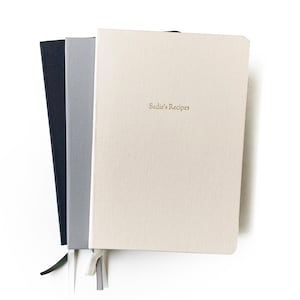 Custom Text Foil Embossed Linen Notebook. Personalized Linen Bound Journal. Customized Linen Covered Blank Book. Linen Wedding Guestbook.