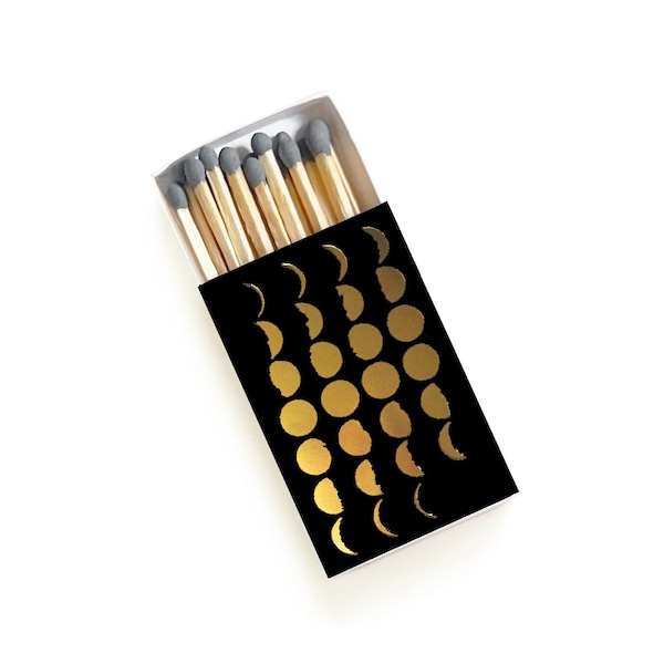 Phases of the Moon Matchbox. Moon Phase Diagram Matchbook. Gold Foil Embossed Lunar Chart Matches. Celestial Decor. Astronomy, Eclipse Gift.