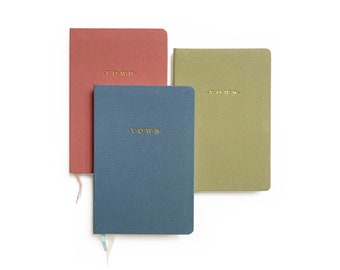 Livre de vœux de mariage aux tons doux et vintage. Livre de vœux. Carnet de notes en lin gaufré. Journal VOWS relié en lin. Livre de mariage vierge recouvert de lin.
