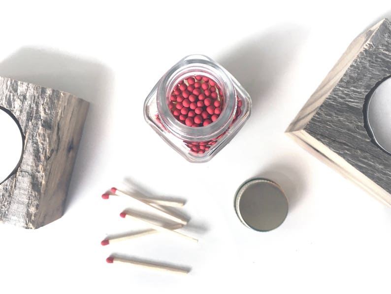 Red Square Bottle Matches. Fancy Jar Matches. Strike on Etsy