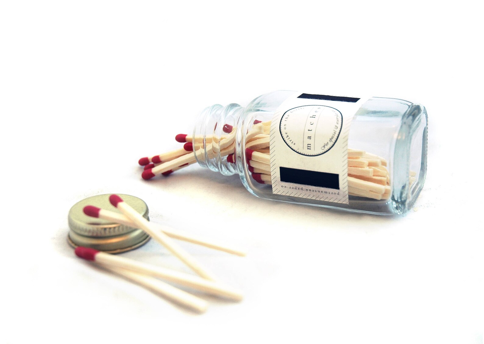 Red Square Bottle Matches. Fancy Jar Matches. Strike on Etsy