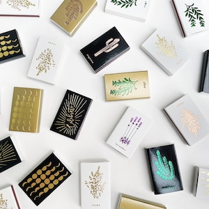 24 SLIGHT MISPRINT MATCHBOXES. Slightly Imperfect Prints. Bulk Decorative Matchbooks. Small Flaws. Foil Stamped Matchbox. Embossed Matches.