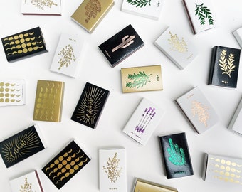 24 SLIGHT MISPRINT MATCHBOXES. Slightly Imperfect Prints. Bulk Decorative Matchbooks. Small Flaws. Foil Stamped Matchbox. Embossed Matches.